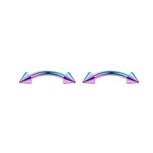 Stainless Steel Holographic Curved Barbell Jewelry with Spikes